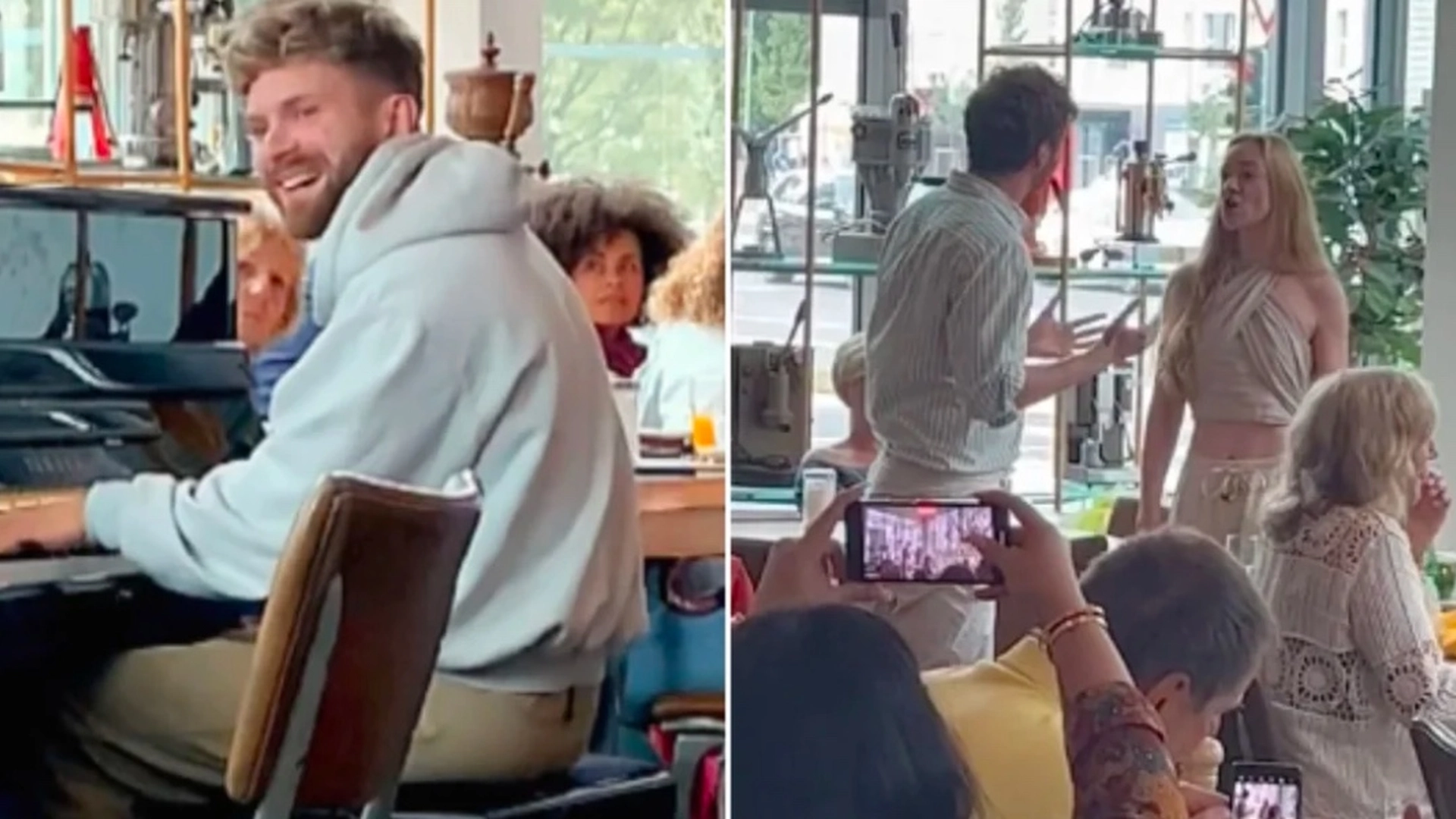 Emil begynner å spille piano på en fullsatt kafé: noen sekunder senere skjer det noe magisk