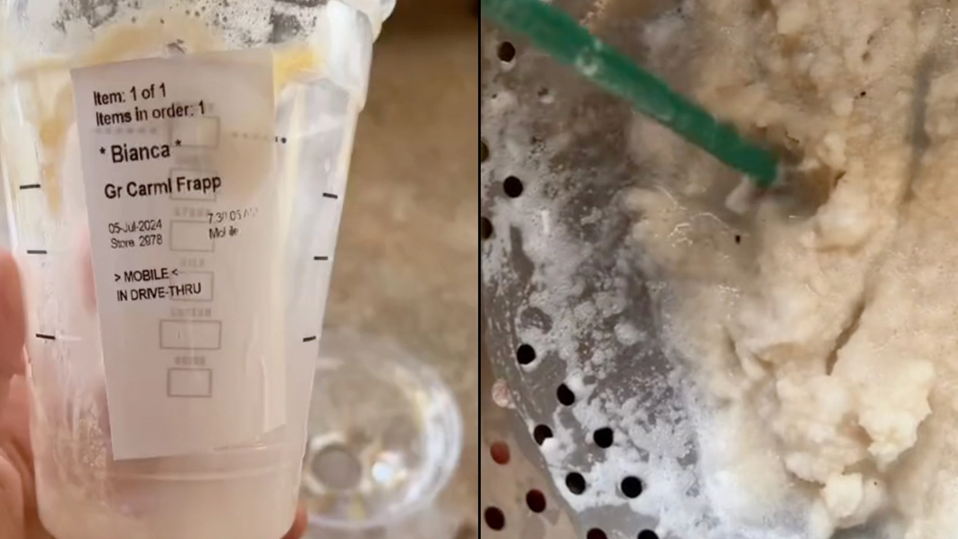 Ung kvinne fant sjokkerende gjenstander i Starbucks-frappuccinoen sin: «Jeg kunne ikke tro det»