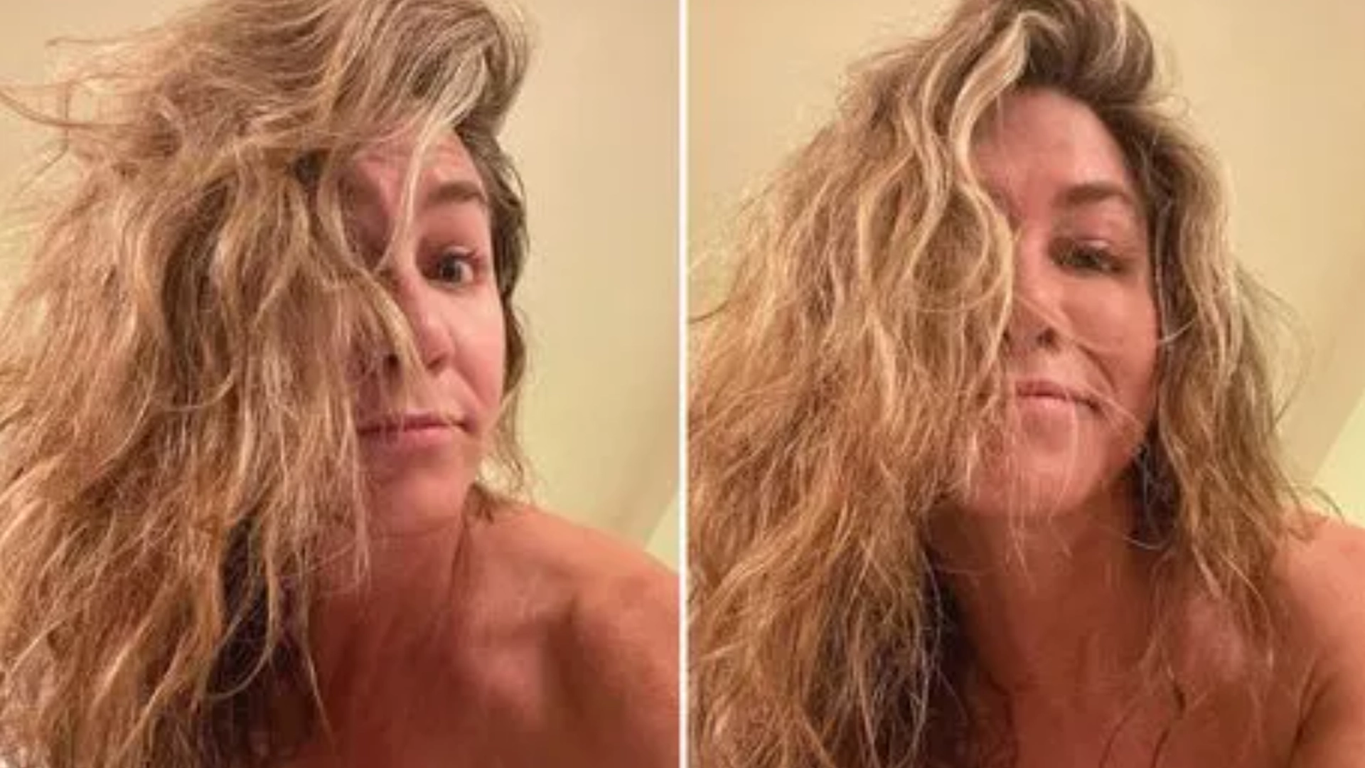 Jennifer Aniston iført bare håndkle overlater nesten ingenting til fantasien