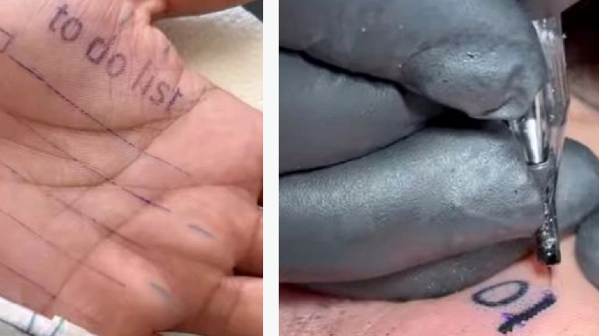 Gal eller genial? Mannen får to gjøremålslister tatovert på håndflaten