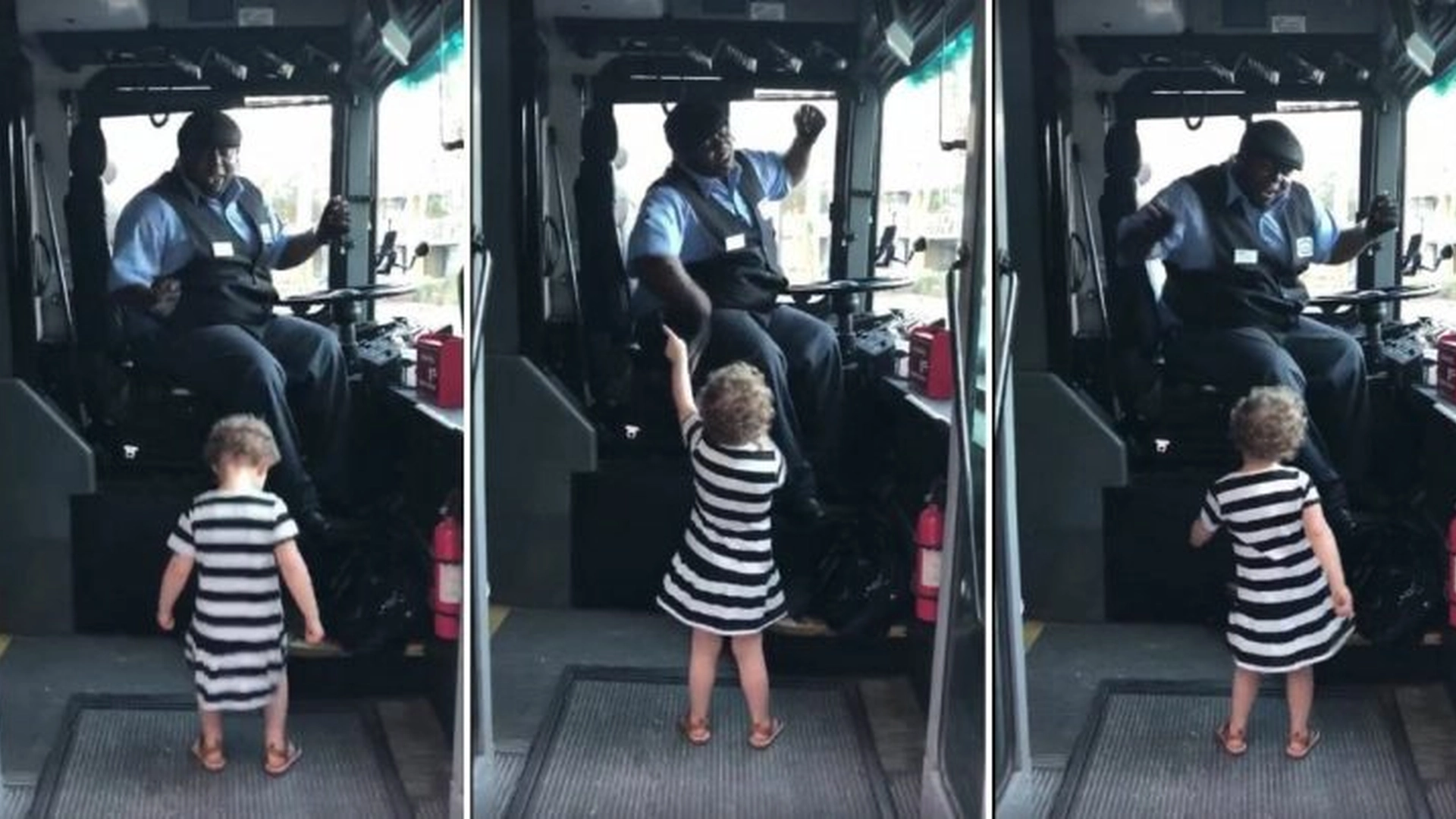 Den lille jenta er i ferd med å gå av bussen – men så kommer bussjåførens rørende reaksjon