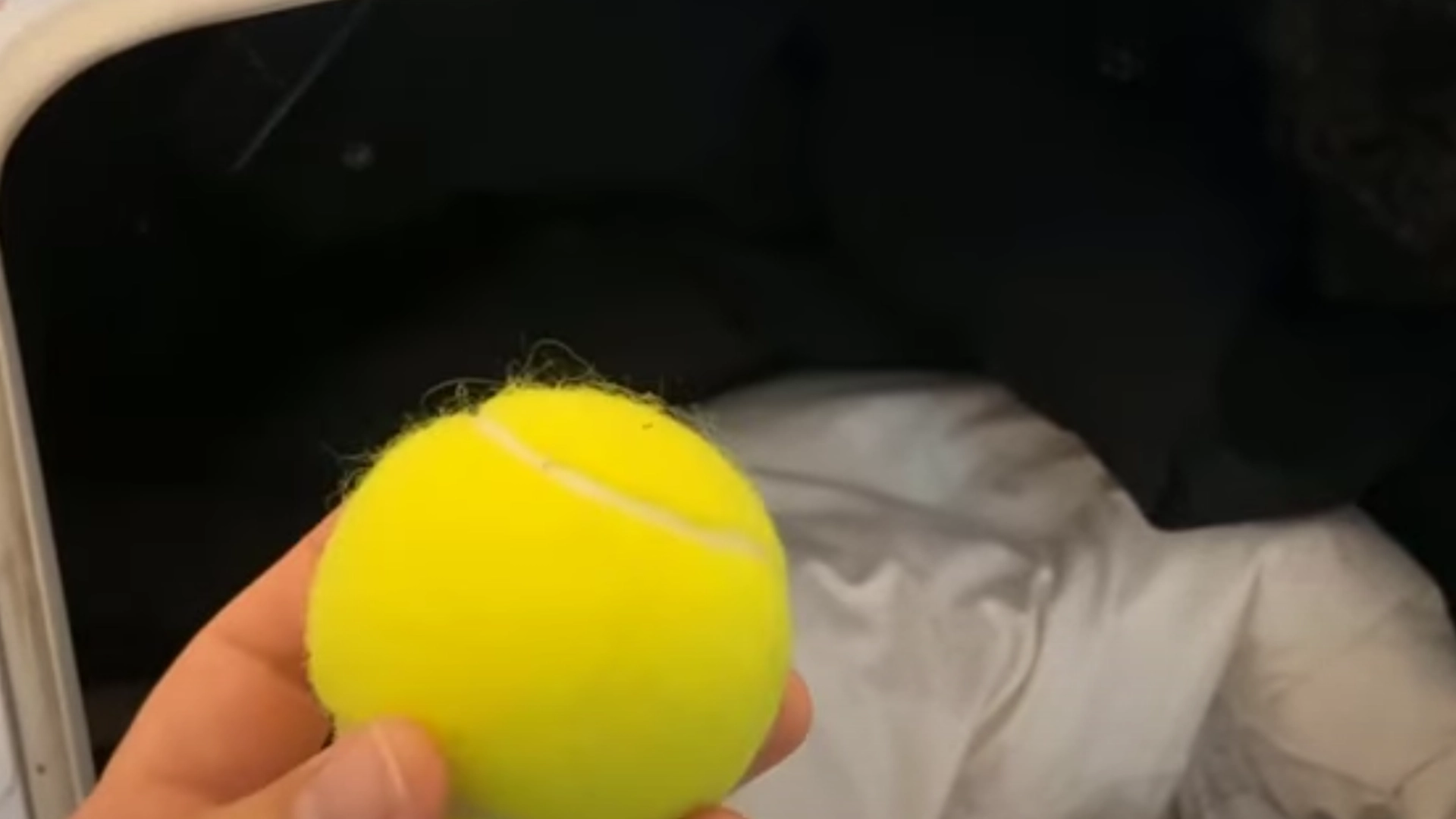 Han legger tre tennisballer i tørketrommelen: Årsaken vil overraske deg