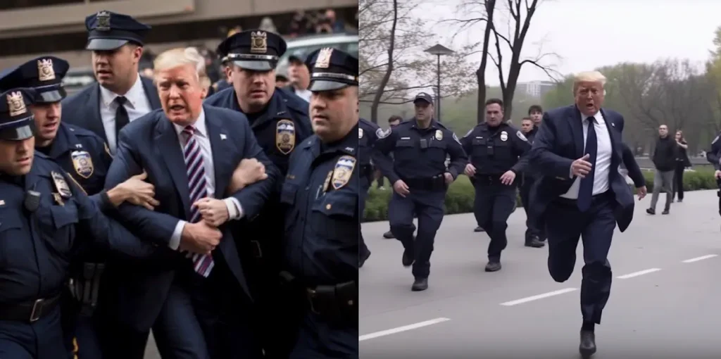 Se bildene: Her springer Trump fra politiet