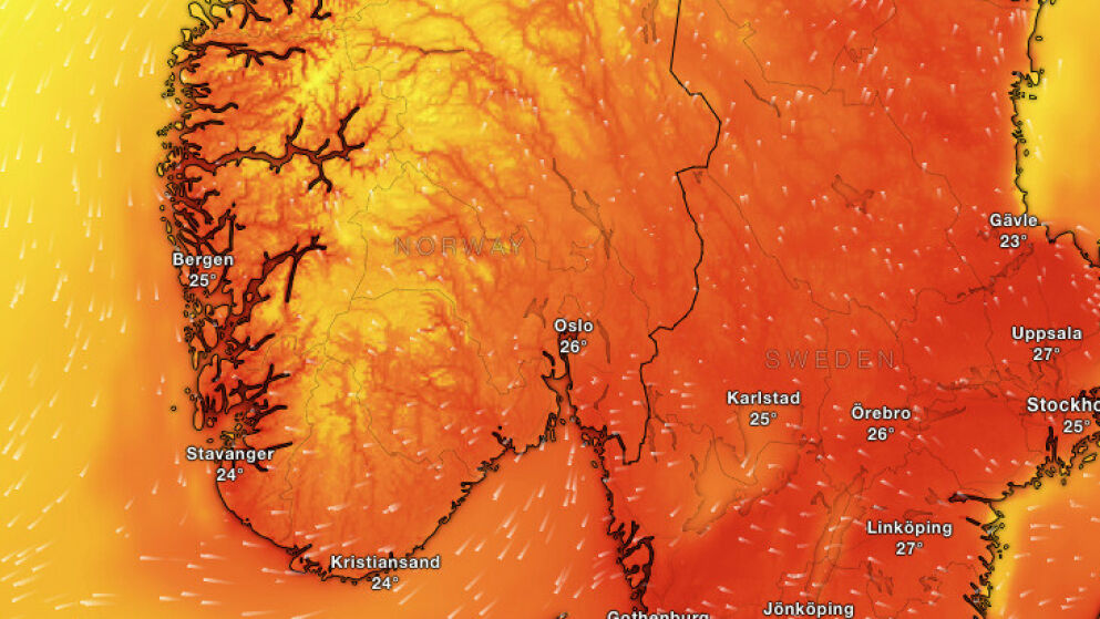 Meteorologene varsler sydenvarme i Norge
