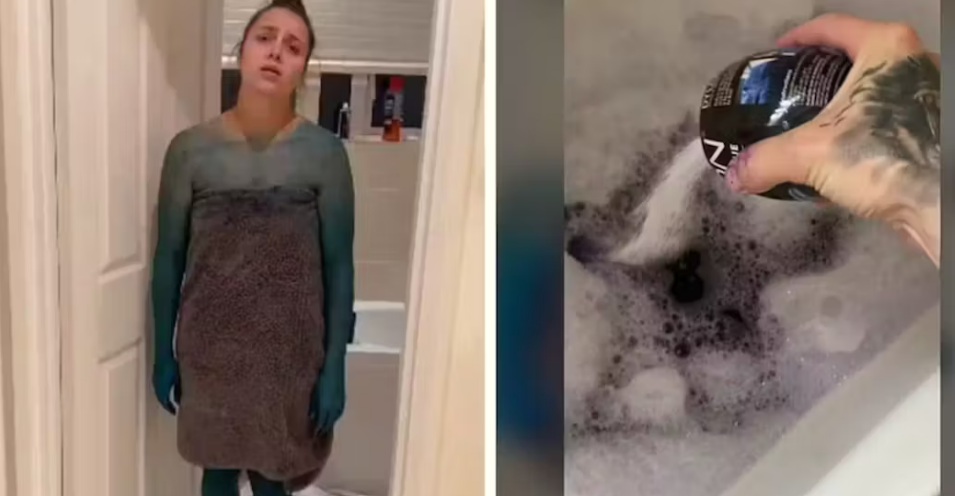 Han helte blåfarge i badekaret: Så skjedde det utenkelige