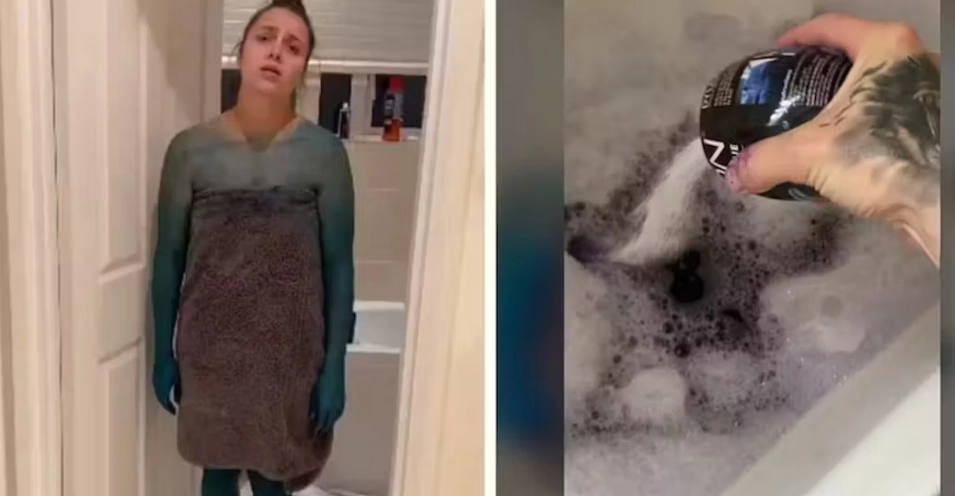 Han helte blåfarge i badekaret: Så skjedde det utenkelige
