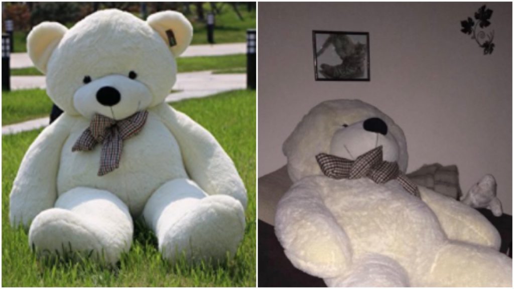 Kvinne bestiller stor bamse på nettet – blir målløs da hun ser den i virkeligheten