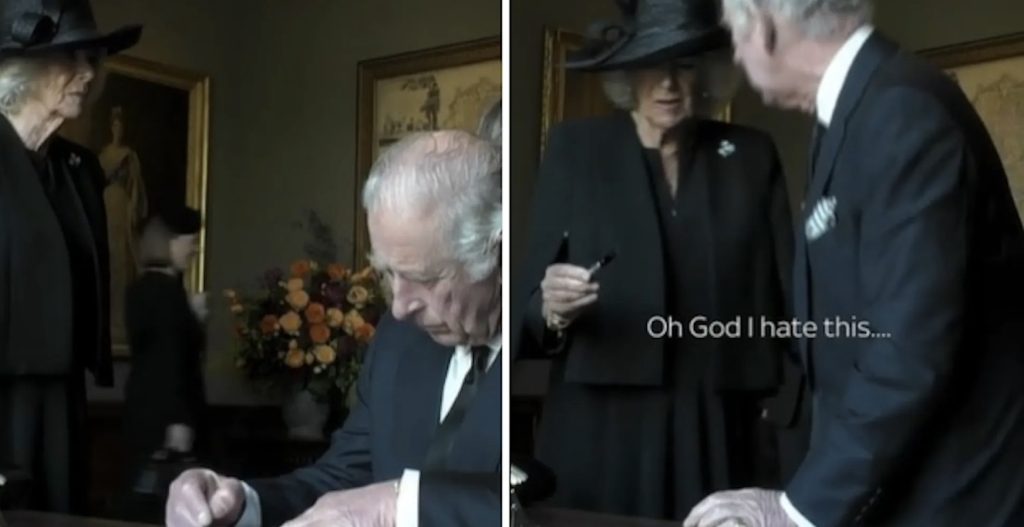 Se videoen: Her kan ikke kong Charles kontrollere temperamentet sitt