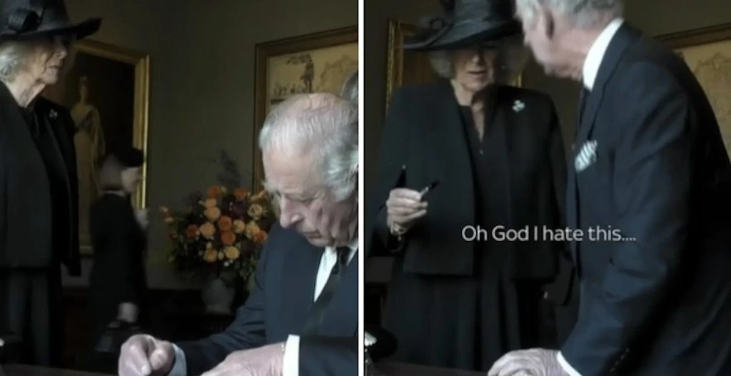 Se videoen: Her kan ikke kong Charles kontrollere temperamentet sitt