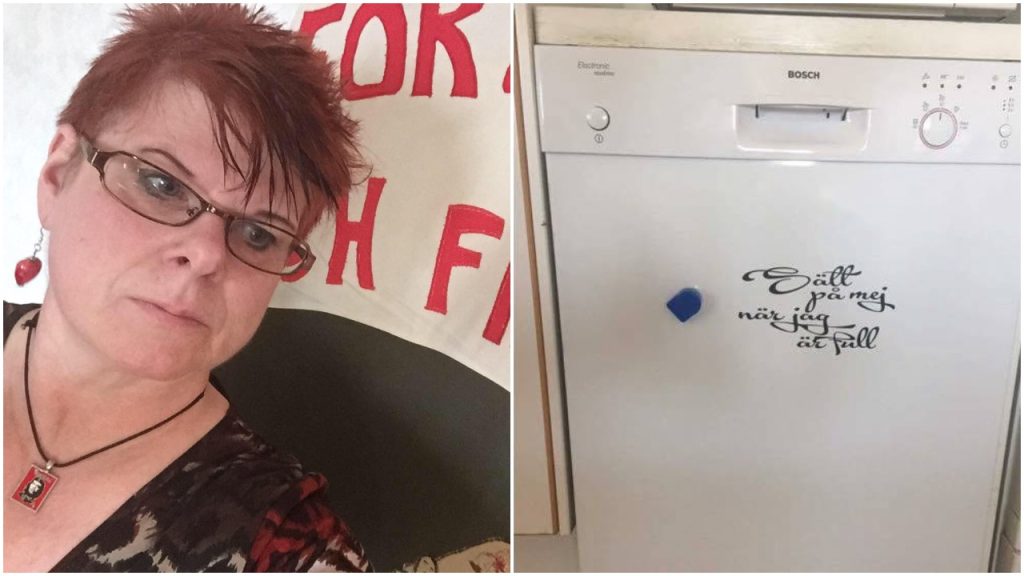 Beskjeden på oppvaskmaskinen på arbeidsplass fikk Christina til å se røtt