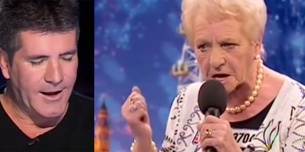Simon Cowell sukker da den 80-årige bestemoren går på scenen – så åpner hun munnen og begynner å synge