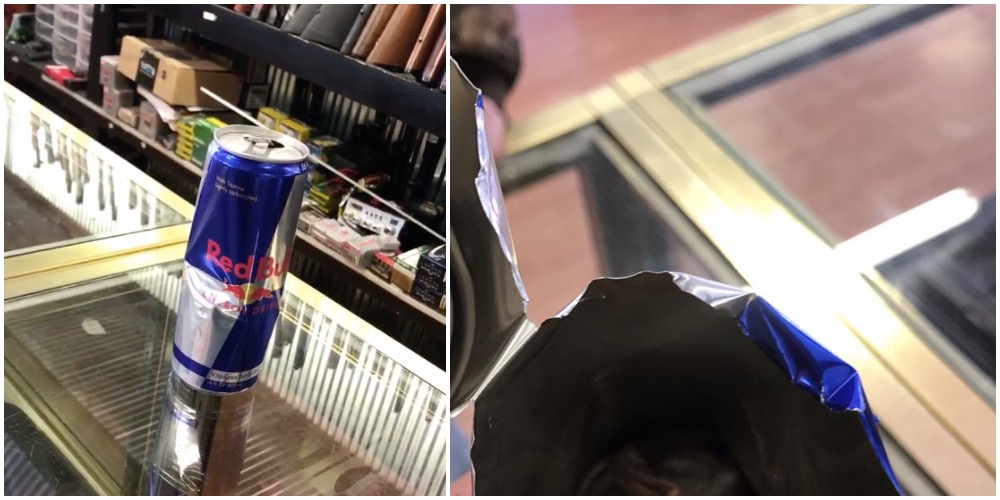 Mann forstår ikke hvorfor en Red Bull smaker så dårlig: Så finner han en ekkel overraskelse i bunnen av boksen