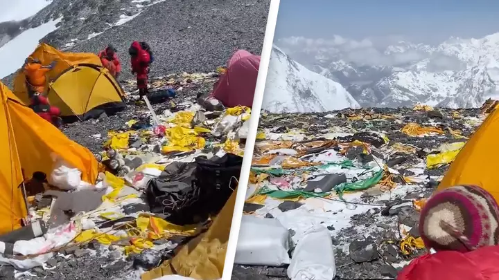 Sjokkerende video viser hvor mye søppel som ligger på Mount Everest