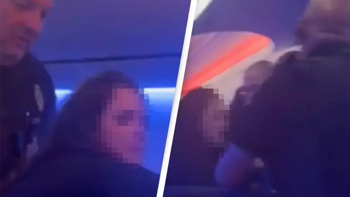 Se video: Her blir kvinnen dratt av flyet