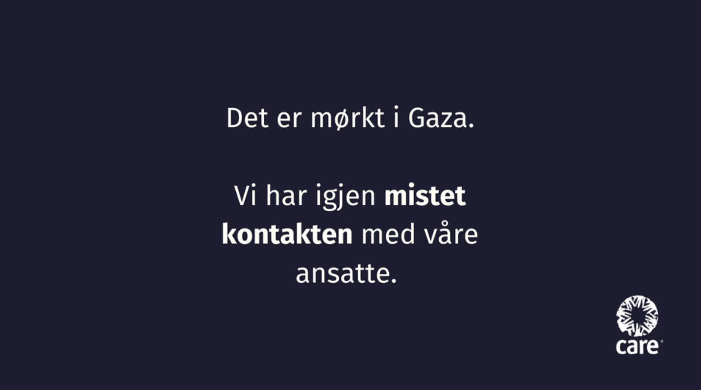 Hjelpeorganisasjonen CARE : Mistet kontakt med ansatte i Gaza