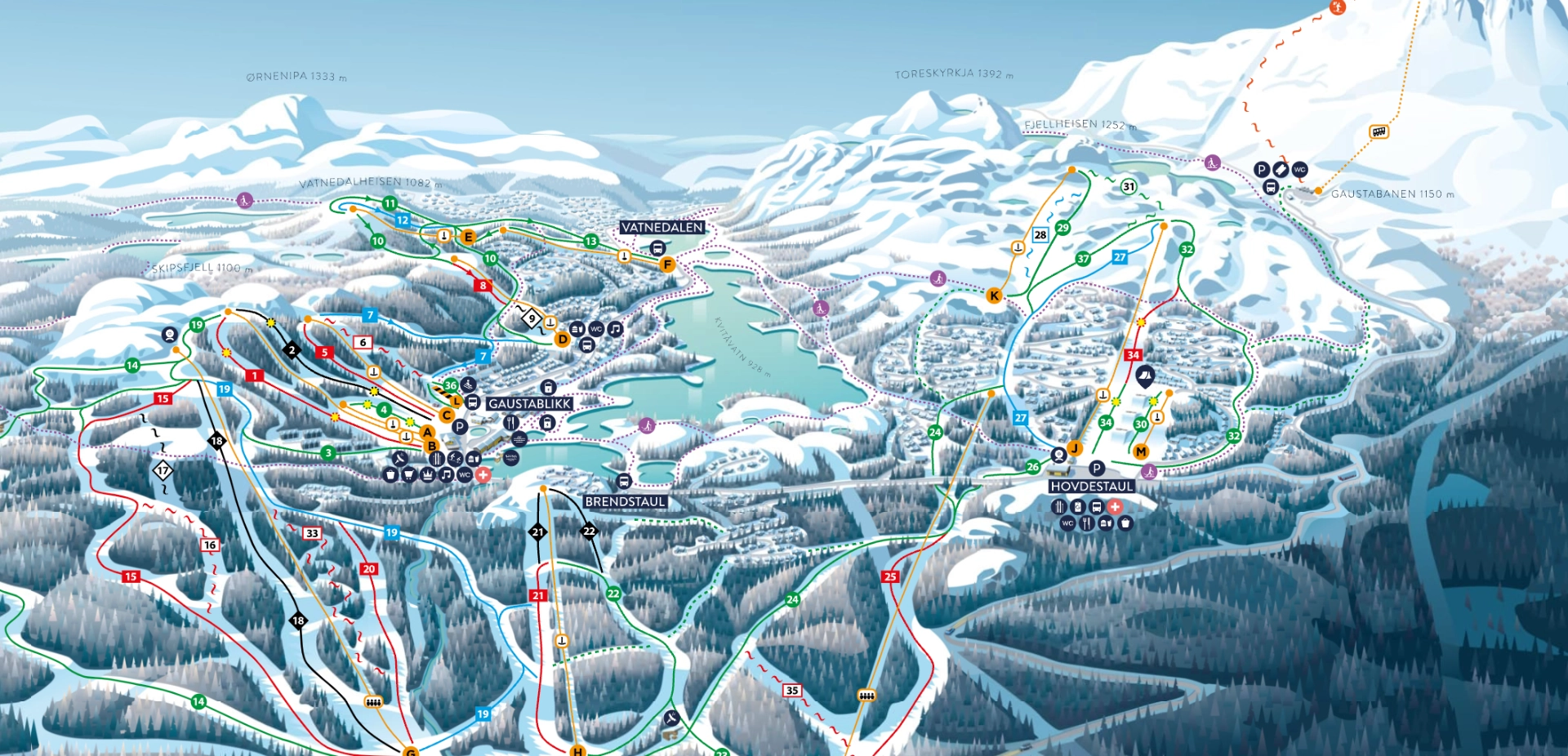 Gausta opp på Topp 5 blant skisentrene i Norge
