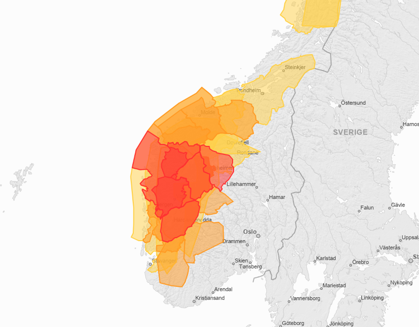 Kraftig advarsel: uvær og stor fare for flom og snøskred på Vestlandet