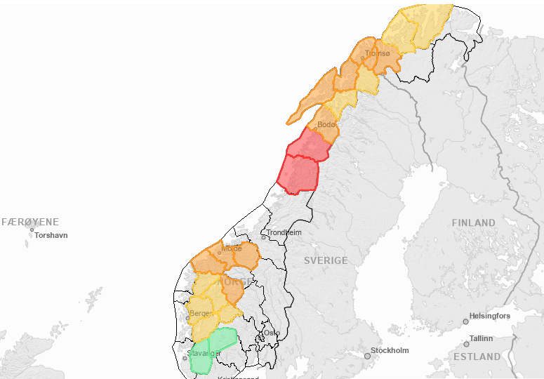 Advarsel: Farenivå 4 i disse delene av landet