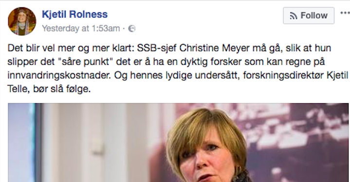 Krever at SSB-sjefen går av – nå koker det i sosiale medier