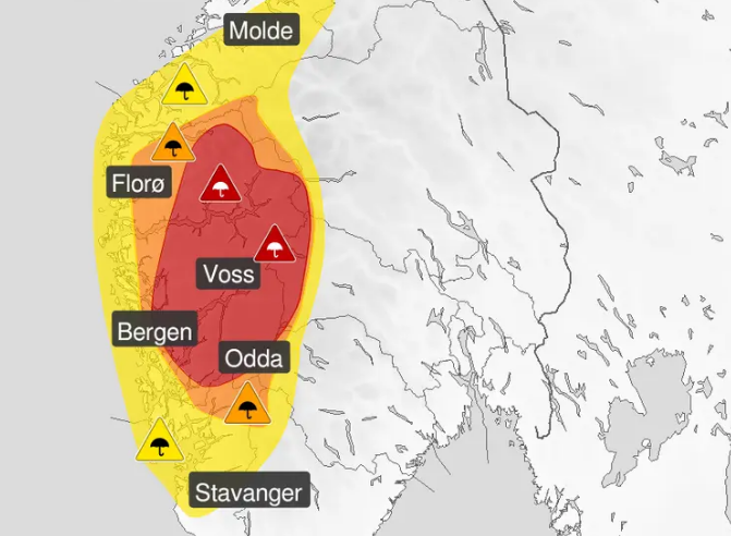 Oppjusterer farenivået til rødt: Varsler ekstremvær