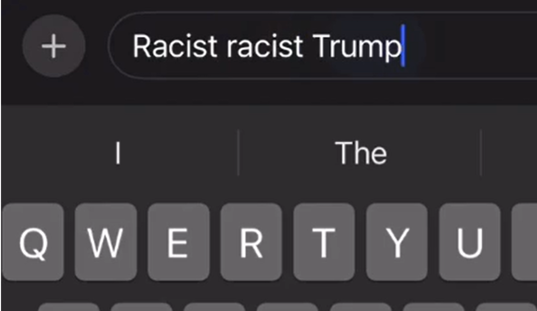 iPhone-tastaturet blandet sammen «racist» og «Trump»